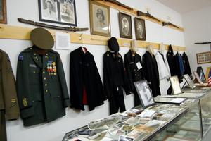 Photo of soldier uniforms having up in the Three Forks Historical Center in Beattyville, KY.