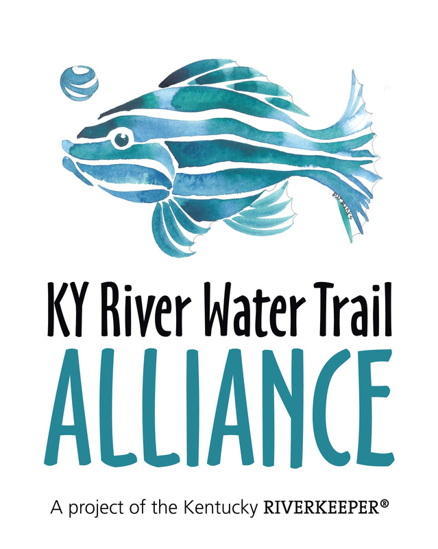 Logo of the Kentucky river water trail alliance depicted by a fish painted with watercolors. 